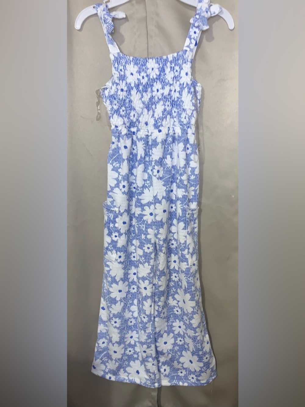 Blue & White Floral Romper Jumpsuit